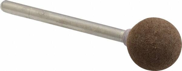 Grier Abrasives - 1/2" Max Diam x 1-3/4" Long, Ball B121, Rubberized Point - Medium Grade, Aluminum Oxide, Mounted - Americas Industrial Supply