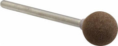 Grier Abrasives - 1/2" Max Diam x 1-3/4" Long, Ball B121, Rubberized Point - Medium Grade, Aluminum Oxide, Mounted - Americas Industrial Supply