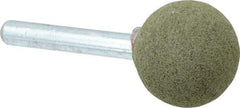 Grier Abrasives - 1" Max Diam x 2" Long, Ball A25, Rubberized Point - Coarse Grade, Aluminum Oxide, Mounted - Americas Industrial Supply