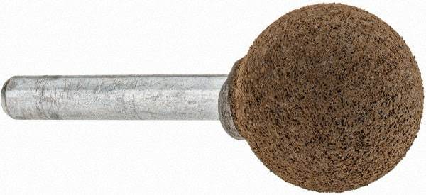 Grier Abrasives - 1" Max Diam x 2" Long, Ball A25, Rubberized Point - Coarse Grade, Aluminum Oxide, Mounted - Americas Industrial Supply