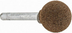 Grier Abrasives - 1" Max Diam x 2" Long, Ball A25, Rubberized Point - Coarse Grade, Aluminum Oxide, Mounted - Americas Industrial Supply