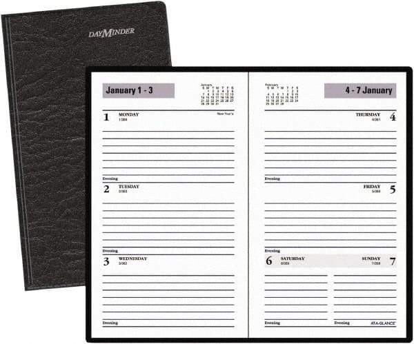 DayMinder - 52 Sheet, 3-1/2 x 6-3/16", Weekly Planner - Black - Americas Industrial Supply