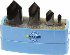 M.A. Ford - 4 Piece, 1/4 to 1" Head Diam, 82° Included Angle, Single End Countersink Set - Americas Industrial Supply