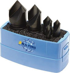 M.A. Ford - 5 Piece, 1/4 to 1" Head Diam, 90° Included Angle, Single End Countersink Set - Americas Industrial Supply