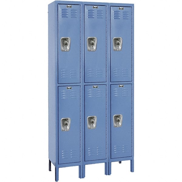 Hallowell - 6 Door, 2 Tier, Ready-Built Wardrobe & Box Lockers - Americas Industrial Supply