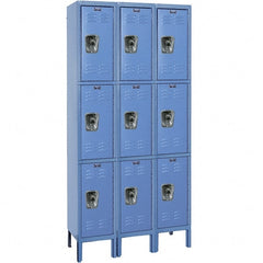 Hallowell - 9 Door, 3 Tier, Ready-Built Wardrobe & Box Lockers - Americas Industrial Supply