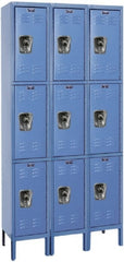 Hallowell - 9 Door, 3 Tier, Ready-Built Wardrobe & Box Lockers - Americas Industrial Supply