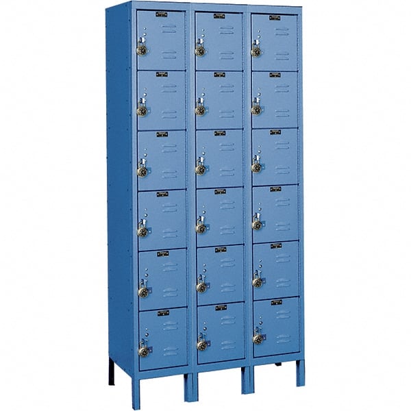 Hallowell - 18 Door, 6 Tier, Ready-Built Wardrobe & Box Lockers - Americas Industrial Supply