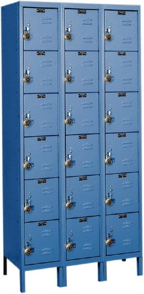 Hallowell - 18 Door, 6 Tier, Ready-Built Wardrobe & Box Lockers - Americas Industrial Supply