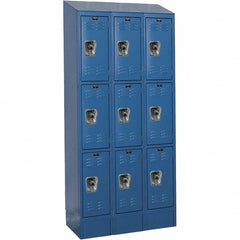 Hallowell - 9 Door, 3 Tier, Ready-Built Wardrobe & Box Lockers - Americas Industrial Supply