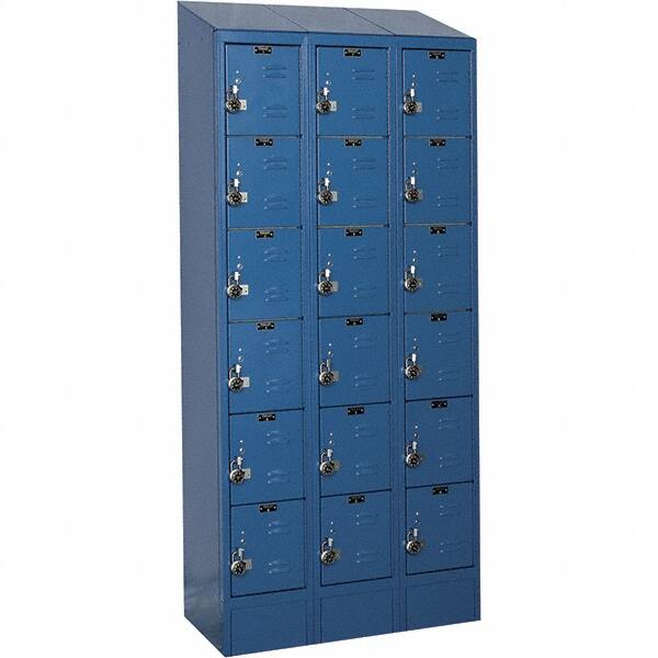 Hallowell - 18 Door, 6 Tier, Ready-Built Wardrobe & Box Lockers - Americas Industrial Supply