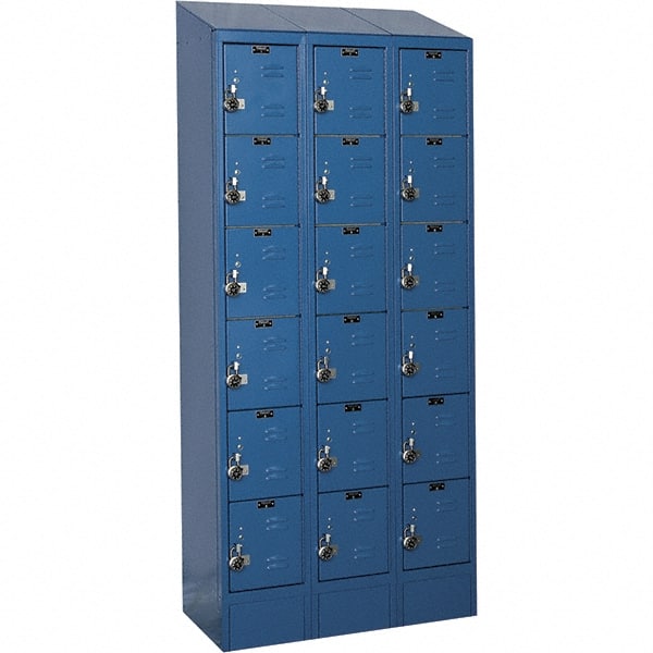 Hallowell - 18 Door, 6 Tier, Ready-Built Wardrobe & Box Lockers - Americas Industrial Supply