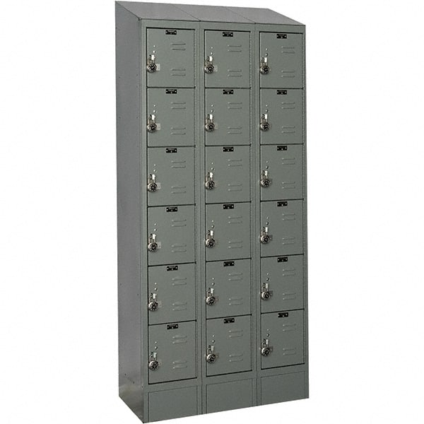 Hallowell - 18 Door, 6 Tier, Ready-Built Wardrobe & Box Lockers - Americas Industrial Supply