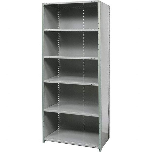 Hallowell - 6 Shelf, 375 Lb. Capacity, Free Standing Closed Shelving - 48 Inch Wide x 12 Inch Deep x 87 Inch High, Gray - Americas Industrial Supply