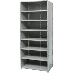 Hallowell - 8 Shelf, 500 Lb. Capacity, Free Standing Closed Shelving - 36 Inch Wide x 18 Inch Deep x 87 Inch High, Gray - Americas Industrial Supply