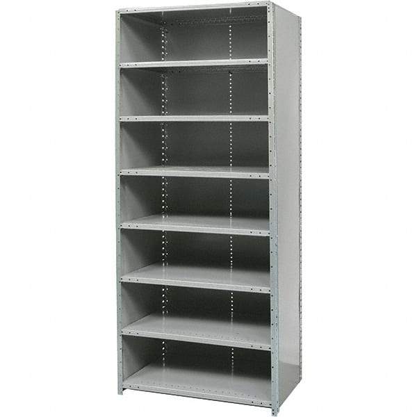 Hallowell - 8 Shelf, 1,250 Lb. Capacity, Free Standing Closed Shelving - 36 Inch Wide x 24 Inch Deep x 87 Inch High, Gray - Americas Industrial Supply