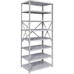 Hallowell - 8 Shelf Starter Medium-Duty Open Steel Shelving - 375 Lb Capacity, 48" Wide x 87" High x 12" Deep, Platinum - Americas Industrial Supply