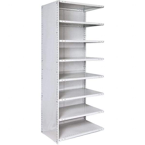 Hallowell - 8 Shelf, 500 Lb. Capacity, Closed Shelving Add-On Unit - 36 Inch Wide x 18 Inch Deep x 87 Inch High, Platinum - Americas Industrial Supply