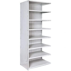 Hallowell - 8 Shelf, 375 Lb. Capacity, Closed Shelving Add-On Unit - 48 Inch Wide x 12 Inch Deep x 87 Inch High, Platinum - Americas Industrial Supply