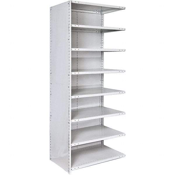 Hallowell - 8 Shelf, 350 Lb. Capacity, Closed Shelving Add-On Unit - 48 Inch Wide x 24 Inch Deep x 87 Inch High, Platinum - Americas Industrial Supply