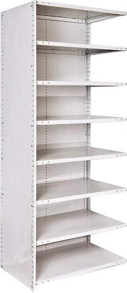 Hallowell - 8 Shelf, 500 Lb. Capacity, Closed Shelving Add-On Unit - 36 Inch Wide x 24 Inch Deep x 87 Inch High, Platinum - Americas Industrial Supply