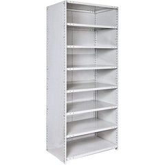 Hallowell - 8 Shelf, 500 Lb. Capacity, Closed Shelving Starter Unit - 36 Inch Wide x 12 Inch Deep x 87 Inch High, Platinum - Americas Industrial Supply
