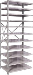 Hallowell - 11 Shelf Add-On Medium-Duty Open Steel Shelving - 500 Lb Capacity, 36" Wide x 87" High x 24" Deep, Platinum - Americas Industrial Supply