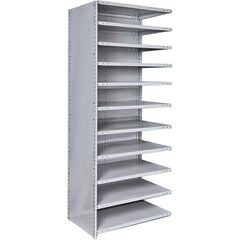 Hallowell - 11 Shelf, 500 Lb. Capacity, Closed Shelving Add-On Unit - 36 Inch Wide x 12 Inch Deep x 87 Inch High, Platinum - Americas Industrial Supply