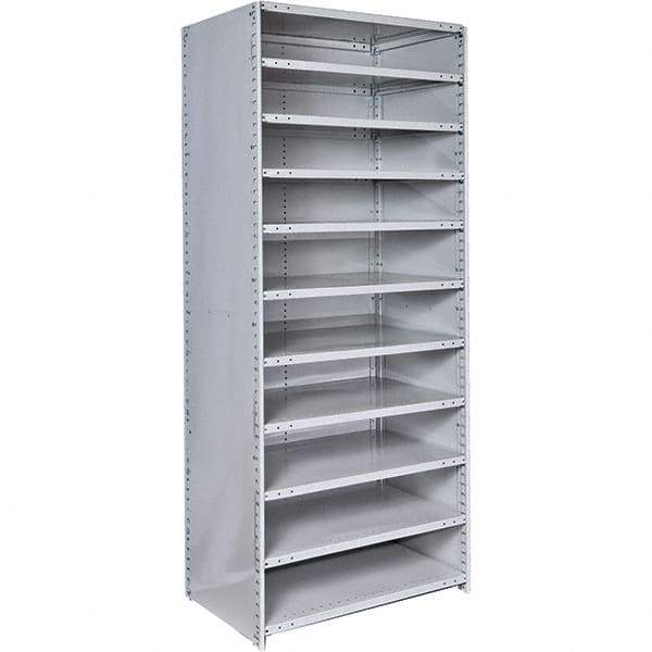 Hallowell - 11 Shelf, 375 Lb. Capacity, Closed Shelving Starter Unit - 48 Inch Wide x 18 Inch Deep x 87 Inch High, Platinum - Americas Industrial Supply