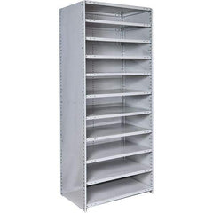 Hallowell - 11 Shelf, 500 Lb. Capacity, Closed Shelving Starter Unit - 36 Inch Wide x 12 Inch Deep x 87 Inch High, Platinum - Americas Industrial Supply