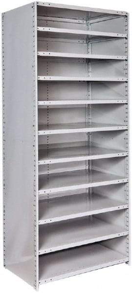 Hallowell - 11 Shelf, 500 Lb. Capacity, Closed Shelving Starter Unit - 36 Inch Wide x 24 Inch Deep x 87 Inch High, Platinum - Americas Industrial Supply