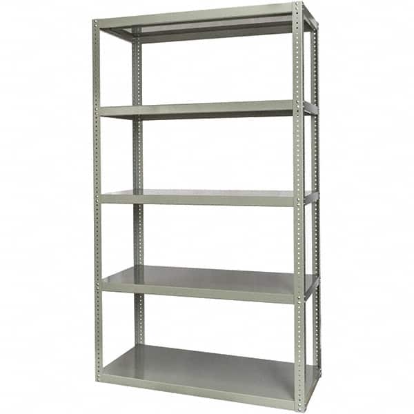 Hallowell - 5 Shelf Starter High-Capacity Open Steel Shelving - 2 Lb Capacity, 60" Wide x 84" High x 24" Deep, Gray - Americas Industrial Supply