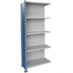 Hallowell - 5 Shelf, 900 Lb. Capacity, Closed Shelving Add-On Unit - 48 Inch Wide x 24 Inch Deep x 87 Inch High, Blue and Platinum - Americas Industrial Supply