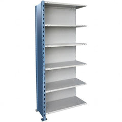 Hallowell - 6 Shelf, 900 Lb. Capacity, Closed Shelving Add-On Unit - 48 Inch Wide x 24 Inch Deep x 123 Inch High, Blue and Platinum - Americas Industrial Supply