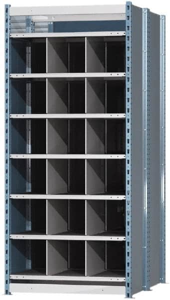 Hallowell - 18 Bin Heavy-Duty Deep Bin Industrial Shelving - 36 Inch Overall Width x 48 Inch Overall Depth x 87 Inch Overall Height, Blue and Platinum Steel Bins - Americas Industrial Supply