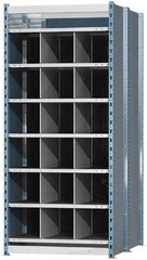 Hallowell - 18 Bin Heavy-Duty Deep Bin Industrial Shelving - 36 Inch Overall Width x 48 Inch Overall Depth x 87 Inch Overall Height, Blue and Platinum Steel Bins - Americas Industrial Supply