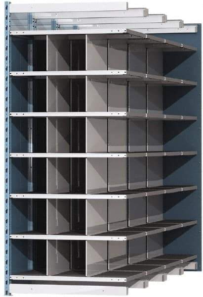 Hallowell - 18 Bin Heavy-Duty Deep Bin Industrial Shelving - 36 Inch Overall Width x 96 Inch Overall Depth x 87 Inch Overall Height, Blue and Platinum Steel Bins - Americas Industrial Supply