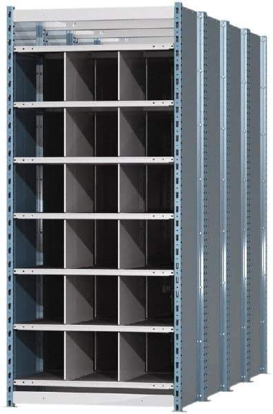 Hallowell - 18 Bin Heavy-Duty Deep Bin Industrial Shelving - 36 Inch Overall Width x 96 Inch Overall Depth x 87 Inch Overall Height, Blue and Platinum Steel Bins - Americas Industrial Supply
