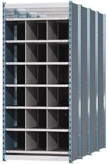 Hallowell - 18 Bin Heavy-Duty Deep Bin Industrial Shelving - 36 Inch Overall Width x 96 Inch Overall Depth x 87 Inch Overall Height, Blue and Platinum Steel Bins - Americas Industrial Supply