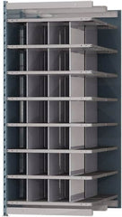 Hallowell - 28 Bin Heavy-Duty Deep Bin Industrial Shelving - 36 Inch Overall Width x 48 Inch Overall Depth x 87 Inch Overall Height, Blue and Platinum Steel Bins - Americas Industrial Supply