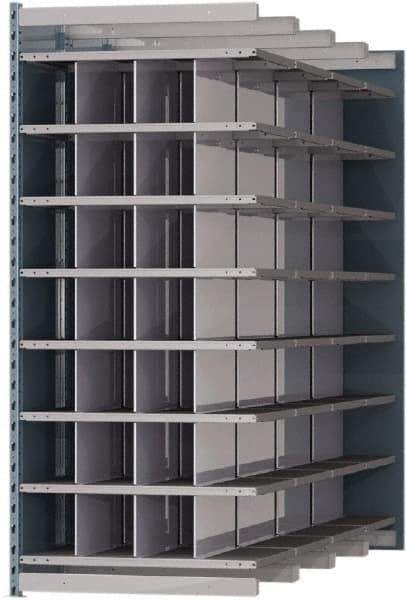Hallowell - 28 Bin Heavy-Duty Deep Bin Industrial Shelving - 36 Inch Overall Width x 96 Inch Overall Depth x 87 Inch Overall Height, Blue and Platinum Steel Bins - Americas Industrial Supply
