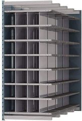 Hallowell - 28 Bin Heavy-Duty Deep Bin Industrial Shelving - 36 Inch Overall Width x 96 Inch Overall Depth x 87 Inch Overall Height, Blue and Platinum Steel Bins - Americas Industrial Supply