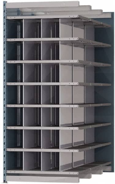 Hallowell - 28 Bin Heavy-Duty Deep Bin Industrial Shelving - 36 Inch Overall Width x 72 Inch Overall Depth x 87 Inch Overall Height, Blue and Platinum Steel Bins - Americas Industrial Supply