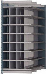 Hallowell - 28 Bin Heavy-Duty Deep Bin Industrial Shelving - 36 Inch Overall Width x 72 Inch Overall Depth x 87 Inch Overall Height, Blue and Platinum Steel Bins - Americas Industrial Supply