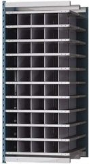 Hallowell - 50 Bin Heavy-Duty Deep Bin Industrial Shelving - 36 Inch Overall Width x 48 Inch Overall Depth x 87 Inch Overall Height, Blue and Platinum Steel Bins - Americas Industrial Supply