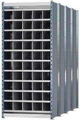 Hallowell - 50 Bin Heavy-Duty Deep Bin Industrial Shelving - 36 Inch Overall Width x 96 Inch Overall Depth x 87 Inch Overall Height, Blue and Platinum Steel Bins - Americas Industrial Supply