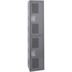 Hallowell - 2 Door, 2 Tier, Heavy-Duty Ventilated Wardrobe & Box Lockers - Americas Industrial Supply