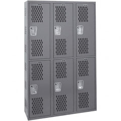 Hallowell - 6 Door, 2 Tier, Heavy-Duty Ventilated Wardrobe & Box Lockers - Americas Industrial Supply