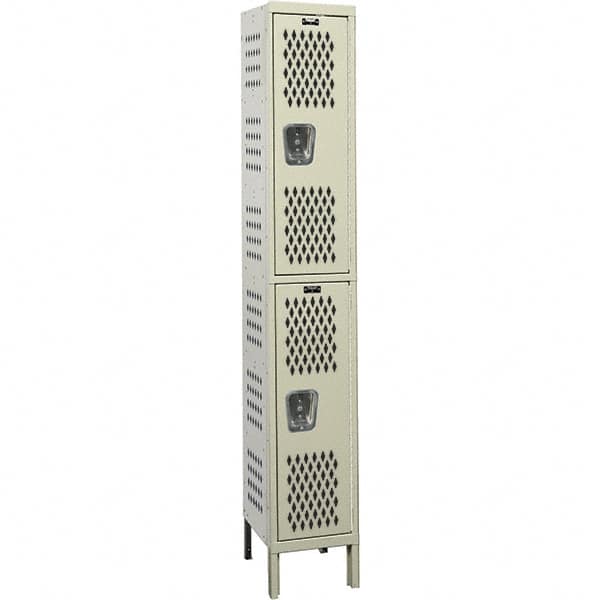 Hallowell - 2 Door, 2 Tier, Heavy-Duty Ventilated Wardrobe & Box Lockers - Americas Industrial Supply