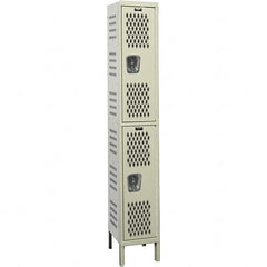 Hallowell - 2 Door, 2 Tier, Heavy-Duty Ventilated Wardrobe & Box Lockers - Americas Industrial Supply